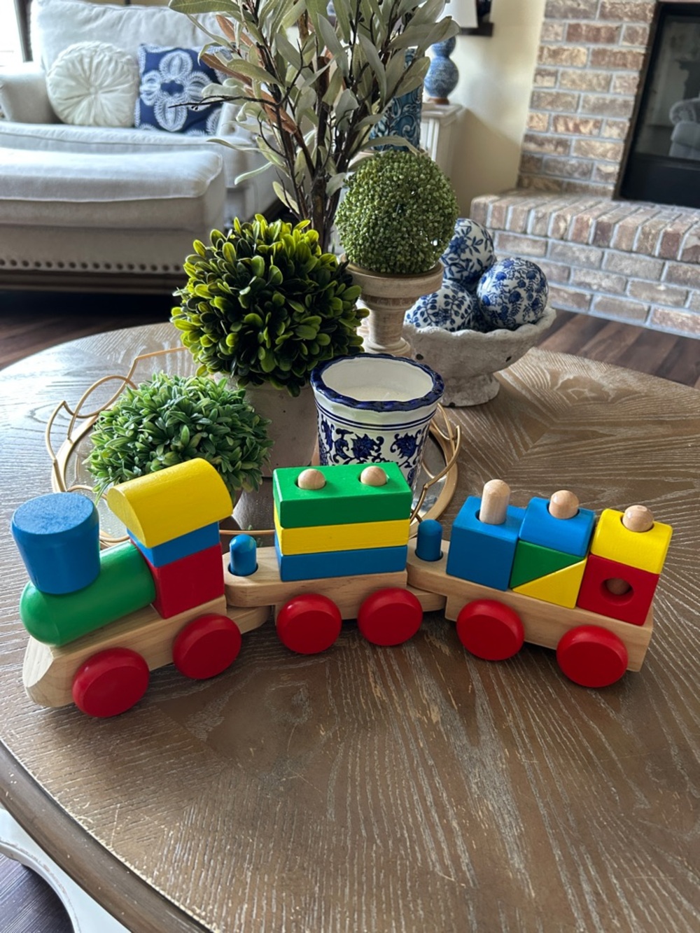 Melissa & Doug Wooden Colorful Blocks Stacking Train Toy
